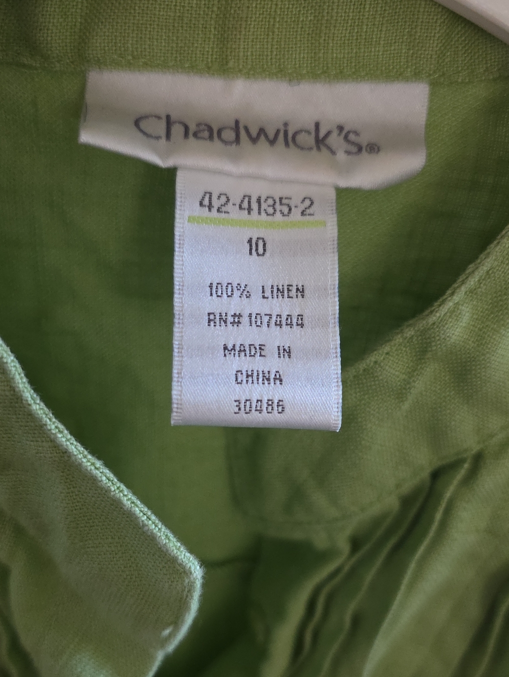 Chadwick's Green Linen Top - Size 10